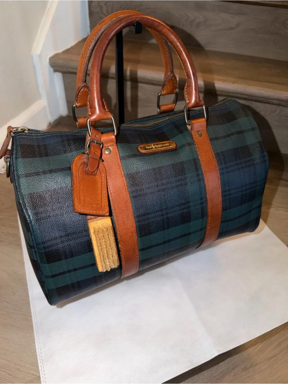 Vintage Polo Ralph Lauren Blackwatch Plaid Boston Bag - Picture 1 of 16